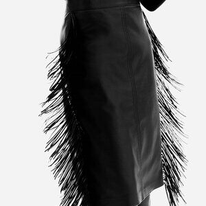 H & M Coated Skirt with Fringe